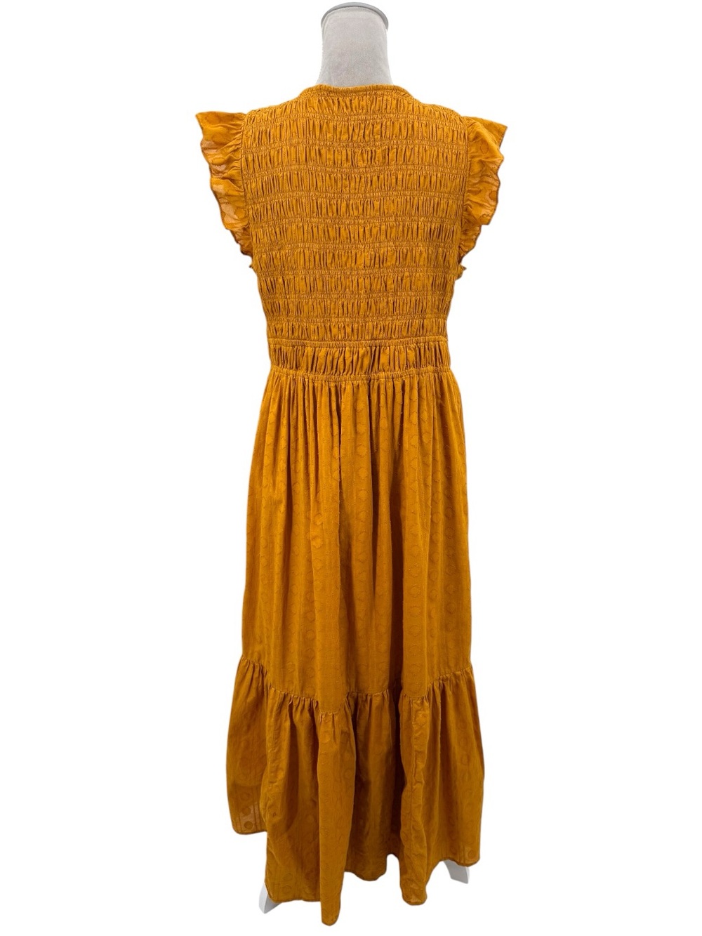 Anthropologie Peregrine Smocked Ruffle Midi Dress Size Medium Pockets - Picture 4 of 12